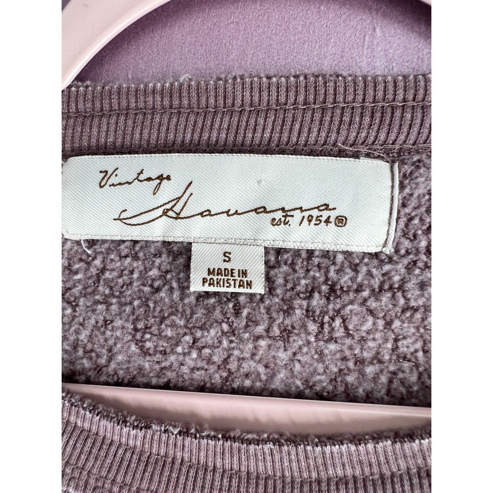 Vintage Havana Cropped Balloon Sleeve Sweatshirt Streetwear Brown Taupe Small - Picture 5 of 7